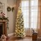 Costway 4.5/6/7.5 Ft Pre-lit Snow Flocked Artificial Pencil Christmas Pine Tree with 150/250/350 LED Lights